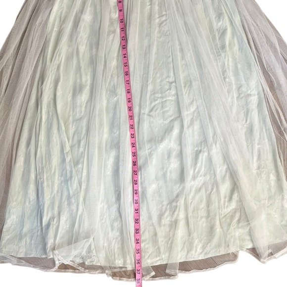 VTG EUC Mint Green Floral Damask w/White Sheer Overlay Back Zip Sz XL /VTG 16 - Picture 7 of 8